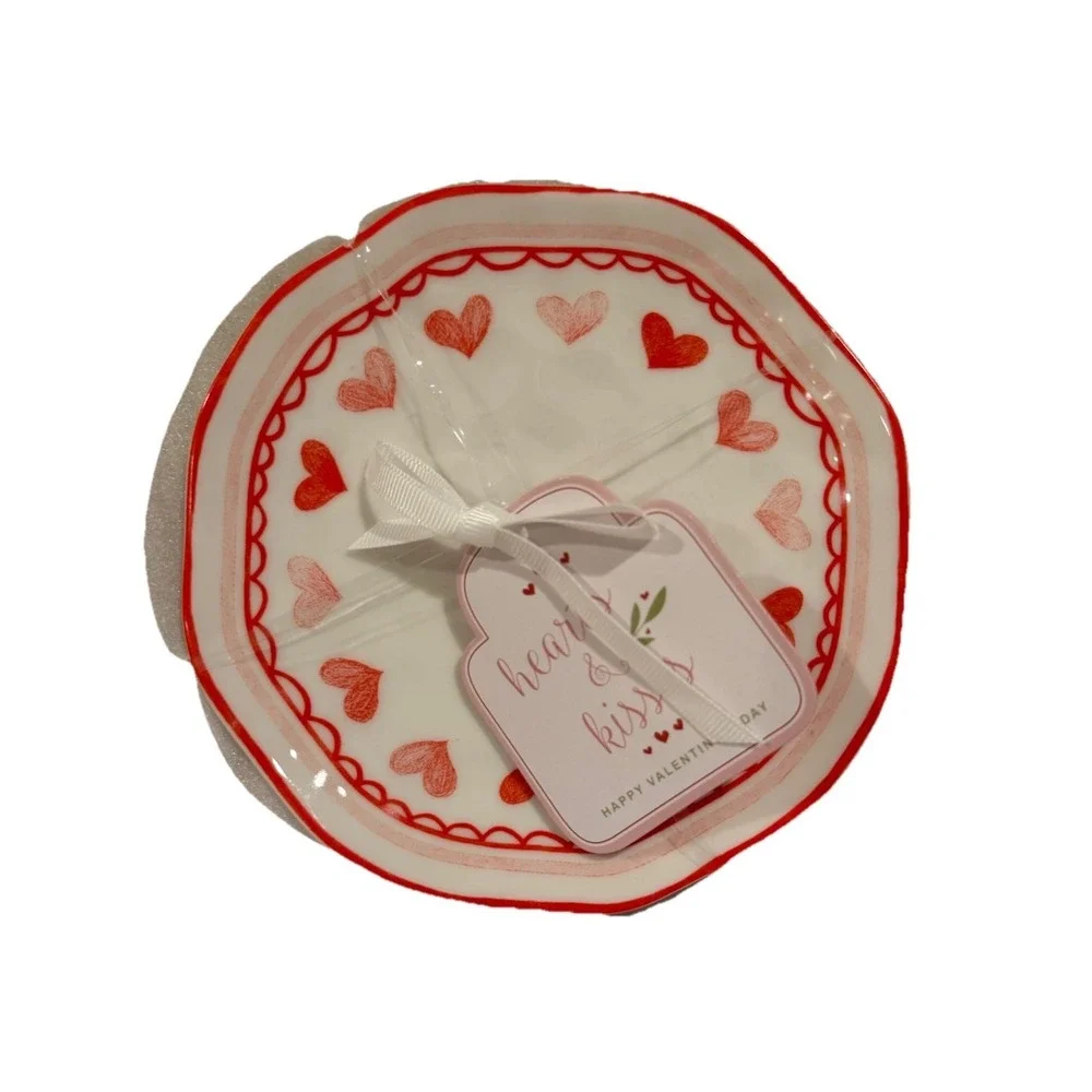 Grace Teaware Fine Porcelain Heart Valentine's Day Appetizer Plates 6